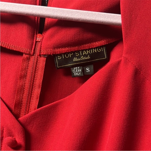 🆕 Stop Staring Faith red peplum vintage retro pinupp midi wiggle dress - Picture 8 of 14